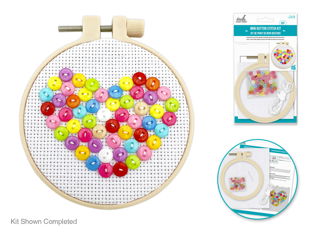 KIT DE MINI BORDADOS DE BOTONES Y PUNTO CRUZ MULTICRAFT