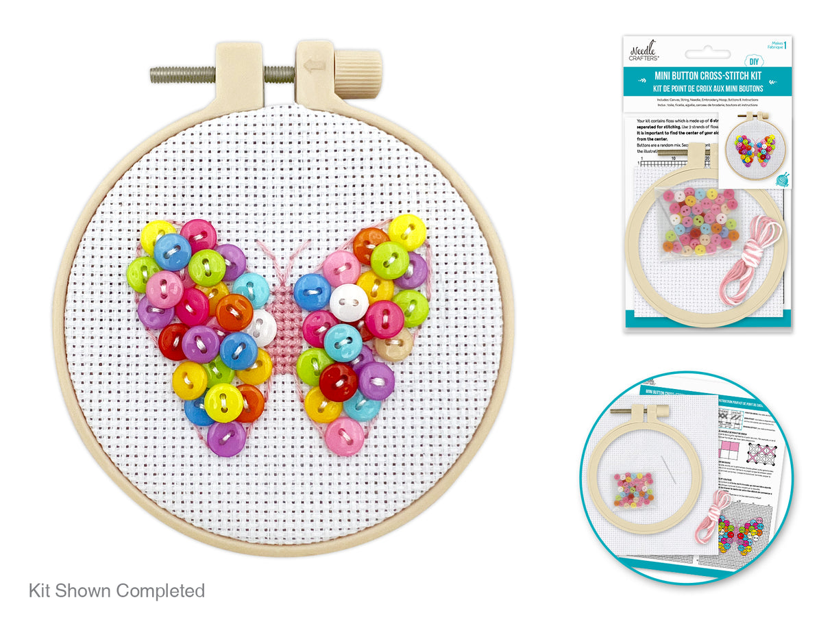 KIT DE MINI BORDADOS DE BOTONES Y PUNTO CRUZ MULTICRAFT