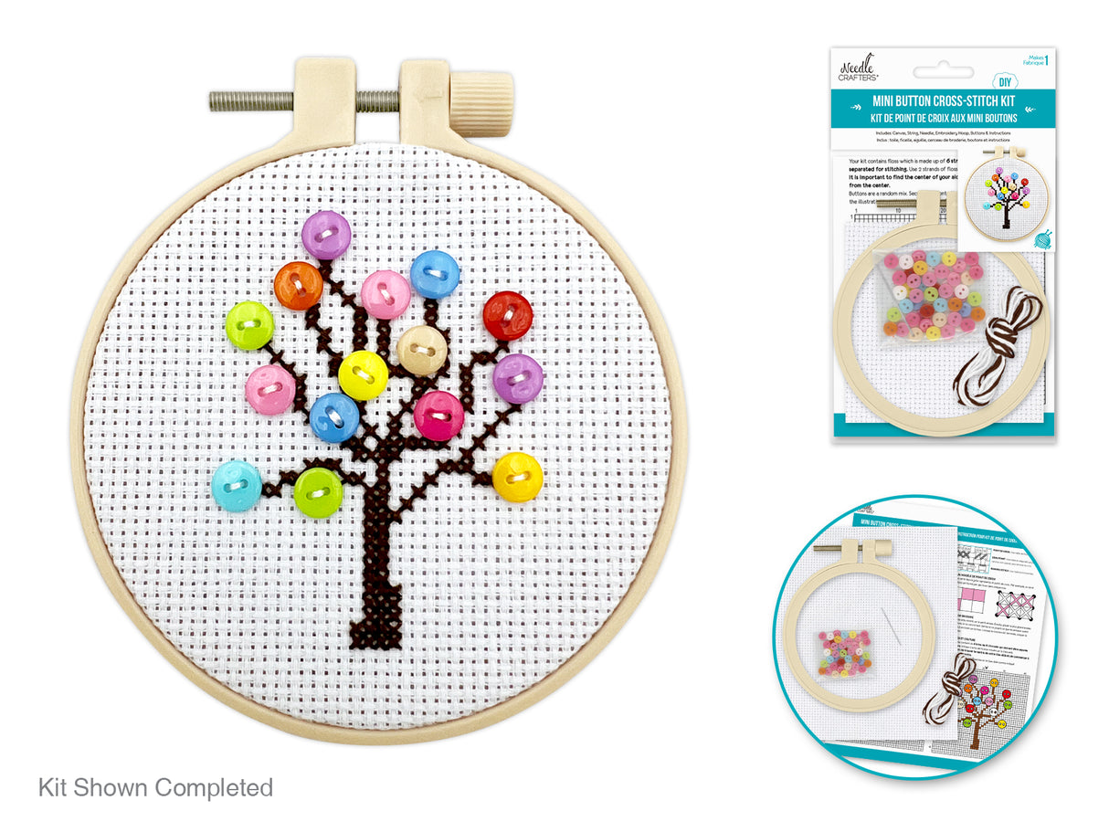 KIT DE MINI BORDADOS DE BOTONES Y PUNTO CRUZ MULTICRAFT