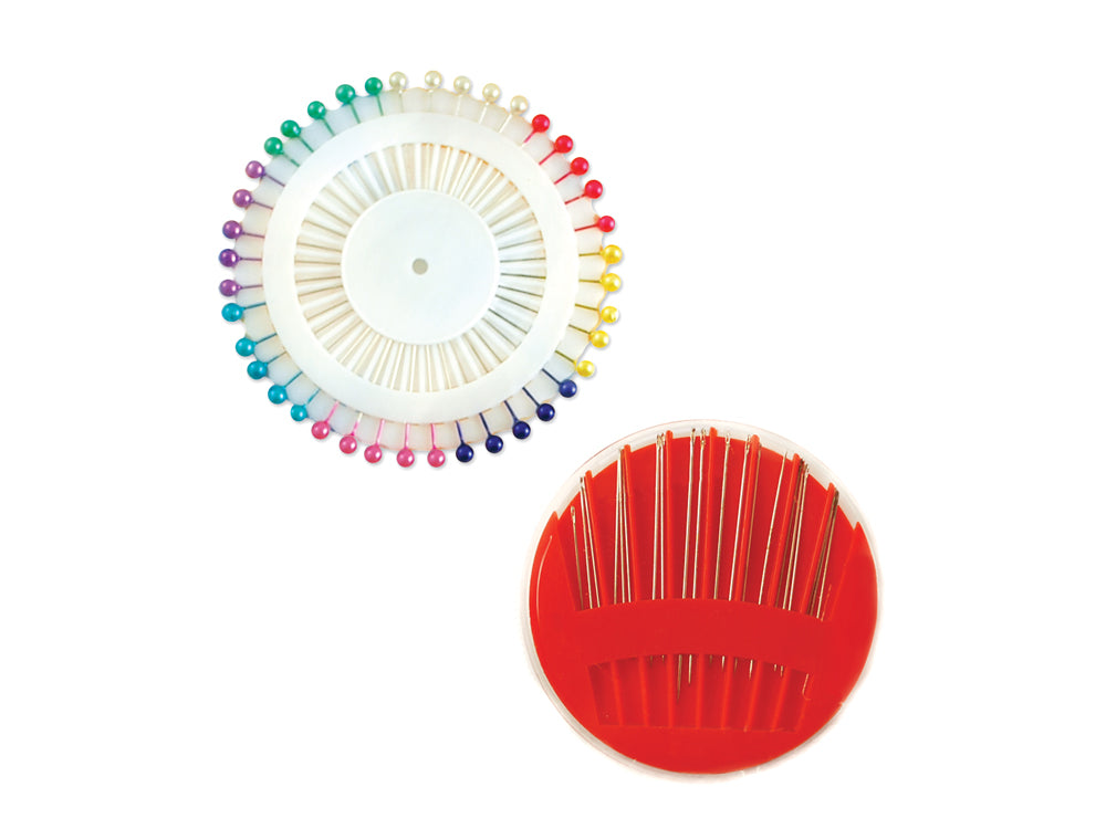 KIT CON SET DE ALFILERES CON CABEZAS PERLADOS Y AGUJAS