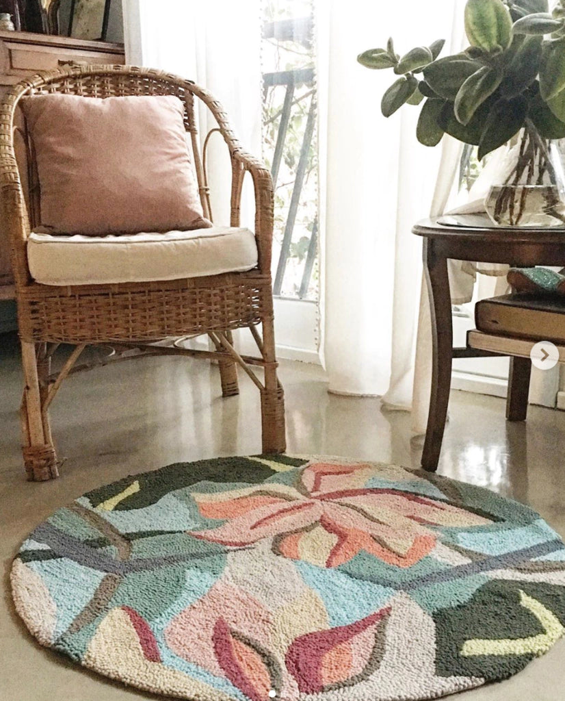 TELA ESTAMPADA PARA BORDAR UNA ALFOMBRA CIRCULAR MERCADO HACIENDO