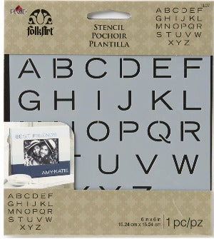 ESTENCIL CON ALFABETOS 15*15CM FOLKART