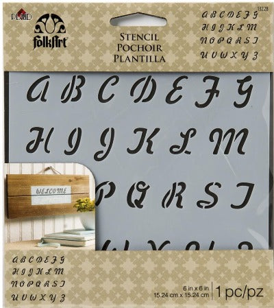 ESTENCIL CON ALFABETOS 15*15CM FOLKART