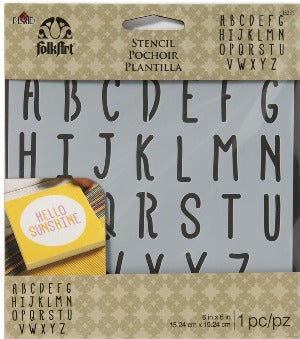 ESTENCIL CON ALFABETOS 15*15CM FOLKART