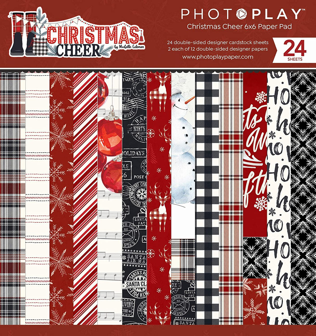 PACK DE PAPELES 15*15 DE NAVIDAD CHRISTMAS CHEER PHOTOPLAY
