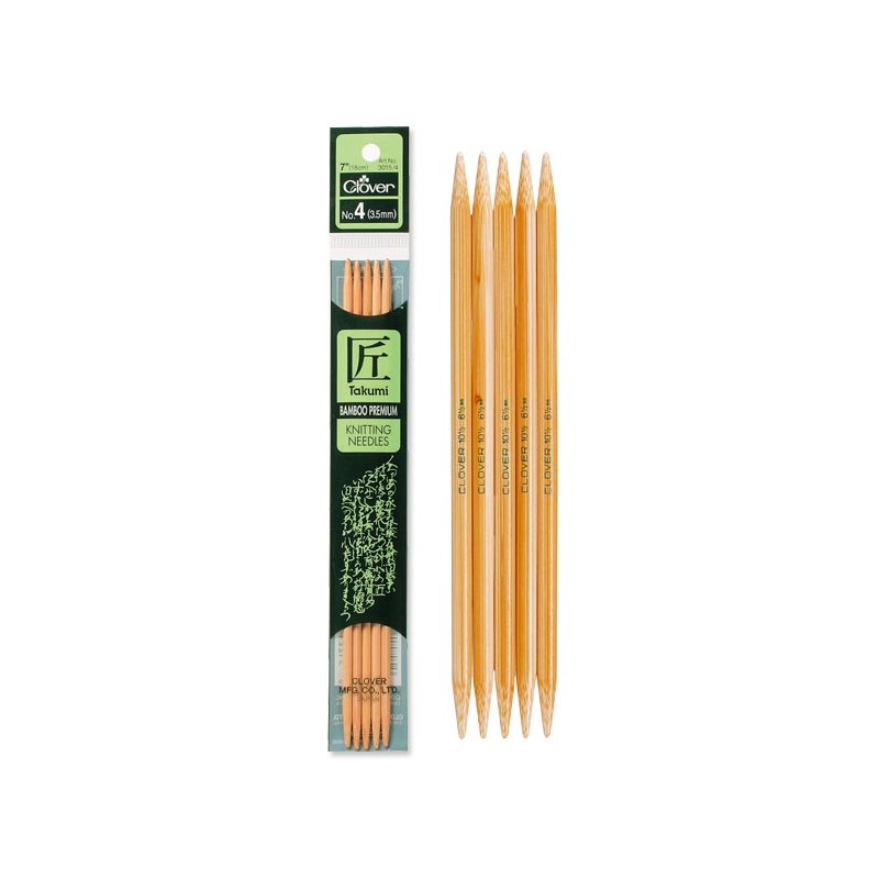 SET DE 5 PALILLOS BAMBOO LIVIANO DOBLE PUNTA 20cm TAKUMI CLOVER - Número 0(2.00mm)