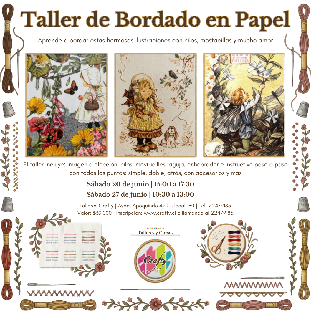 TALLER BORDADO PAPEL by Rosy Cerda - Jueves 27 de Agosto  de 10:30-13:30