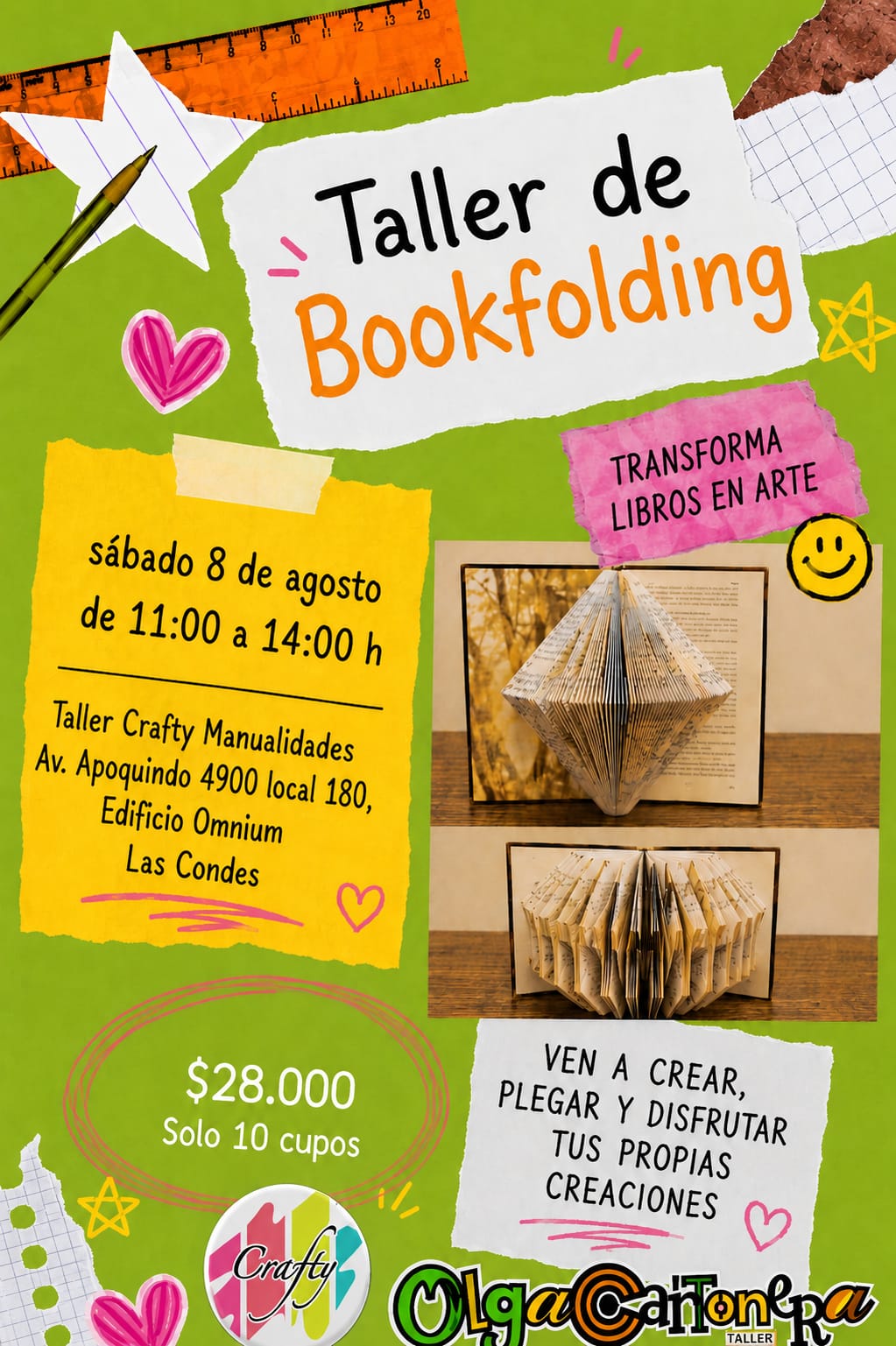 TALLER BOOKFOLDING  ... TRANSFORMANDO LIBROS EN ARTE  BY OLGA CARTONERA