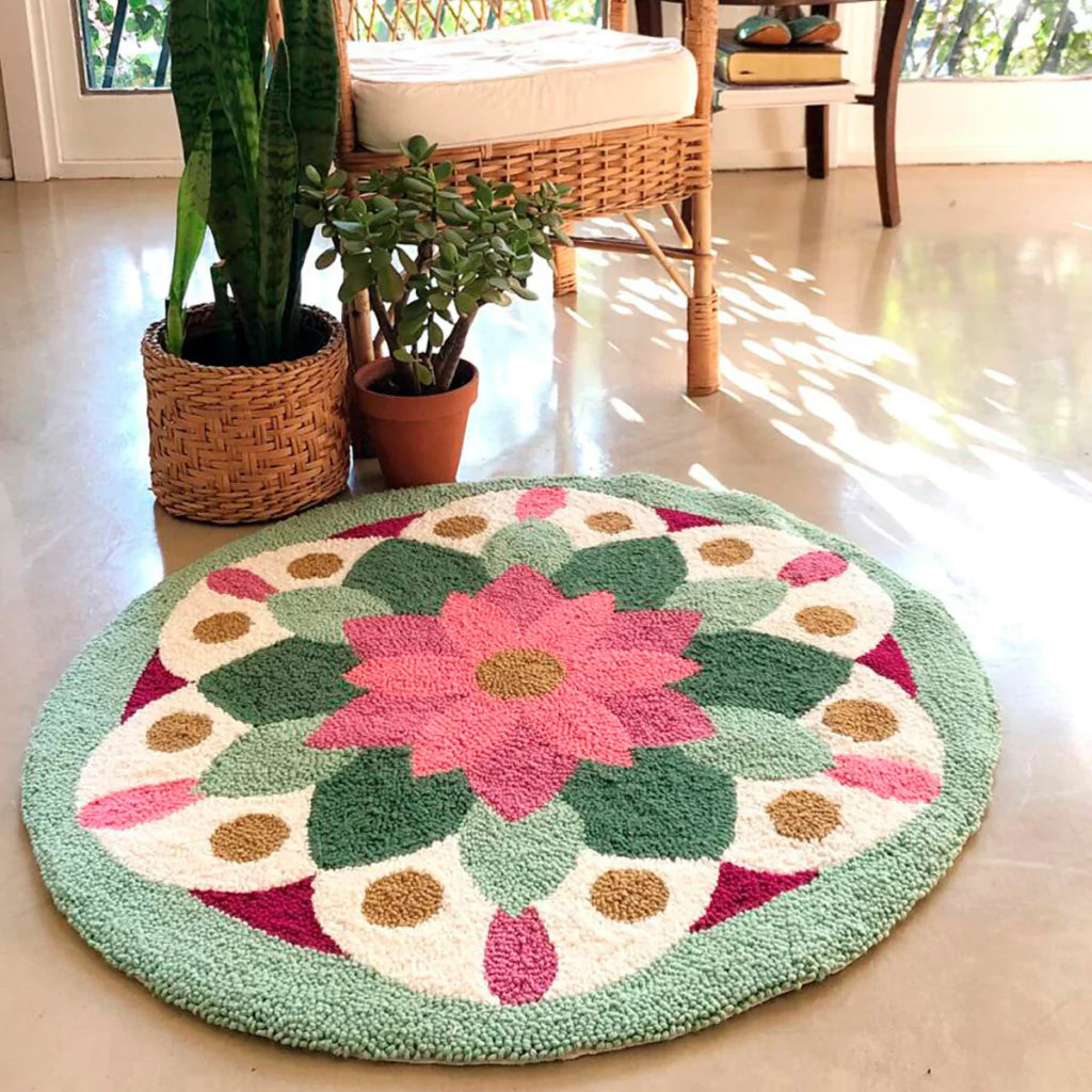 TELA ESTAMPADA PARA BORDAR UNA ALFOMBRA CIRCULAR MERCADO HACIENDO
