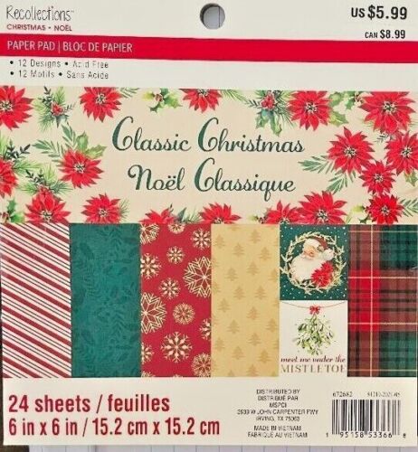 PACK DE PAPELES 15*15  DE NAVIDAD CLASSIC CHRISTMAS RECOLLECTION