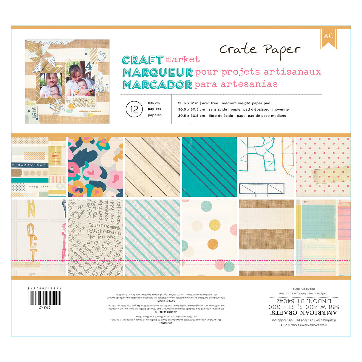 PACK DE PAPELES CRAFT MARKET CRATE PAPER