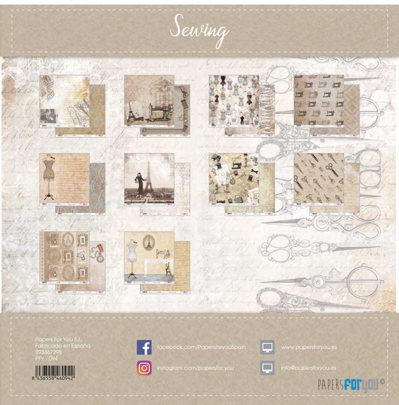 PACK DE PAPELES 30*30cm. SEWING COLLECTION PAPERS FOR YOU