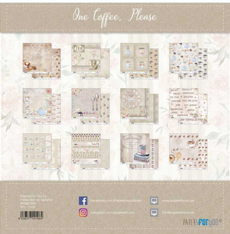 PACK DE PAPELES 30*30cm. ONE COFFEE PLEASE PAPERS FOR YOU