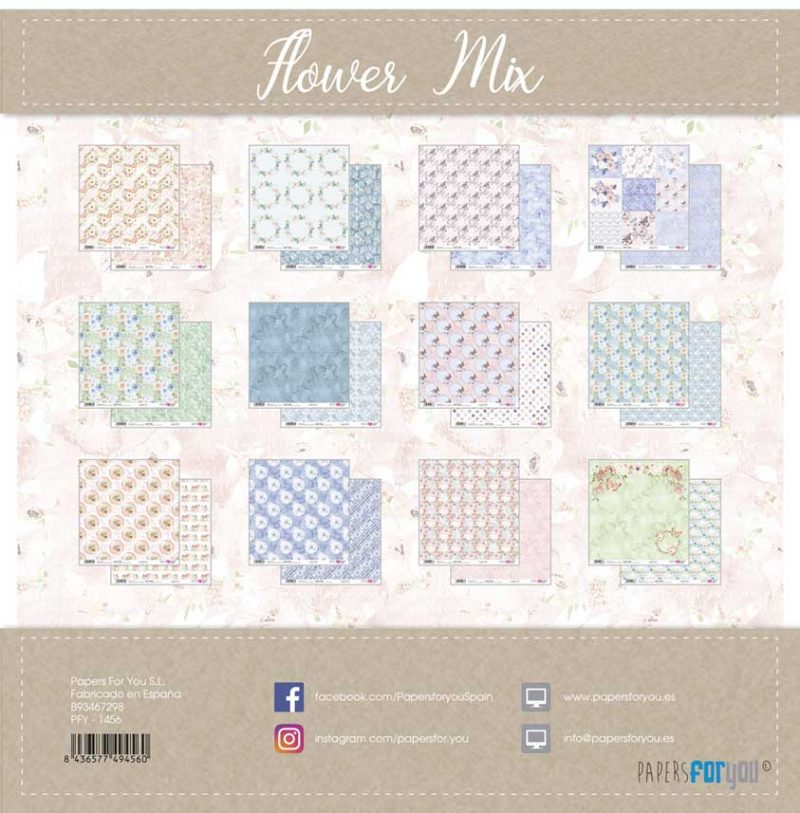 PACK DE PAPELES 30*30cm. FLOWER MIX PAPERS FOR YOU