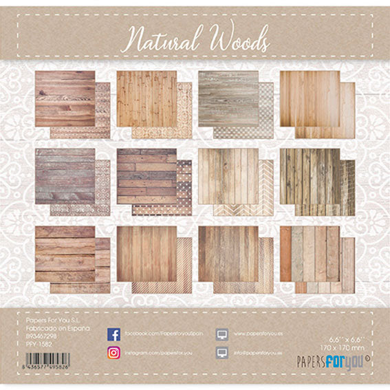 PACK DE PAPELES 15*15 cm. NATURAL WOOD PAPER FOR YOU