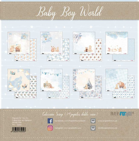 PACK DE PAPELES 15*15 cm. BABY BOY PAPER FOR YOU