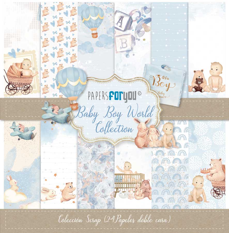 PACK DE PAPELES 15*15 cm. BABY BOY PAPER FOR YOU