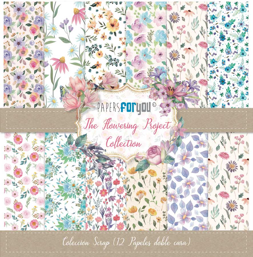 PACK DE PAPELES 30*30cm. FLOWERING PROJECT PAPERS FOR YOU