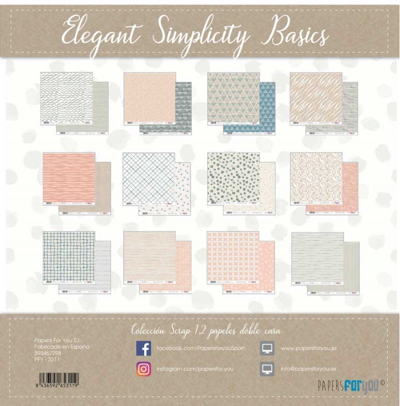 PACK DE PAPELES 30*30cm. SIMPLICITY BASIC PAPERS FOR YOU