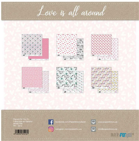 PACK DE PAPELES 30*30cm. LOVE IS ALL AROUND   PAPERS FOR YOU