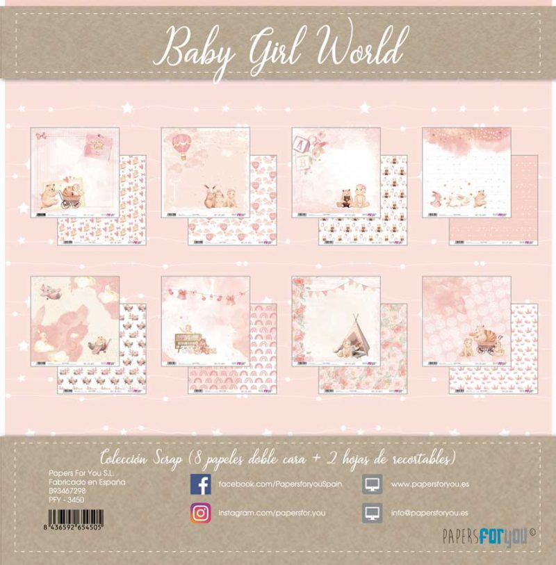 PACK DE PAPELES 30*30cm. BABY GIRL PAPERS FOR YOU