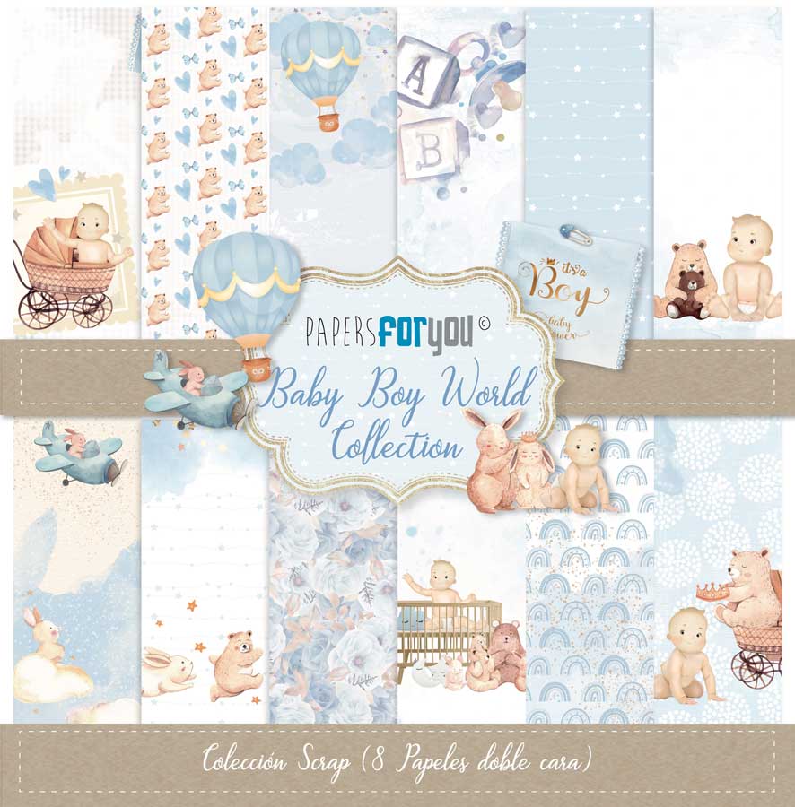 PACK DE PAPELES 30*30cm. BABY BOY PAPERS FOR YOU