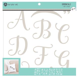 PACK DE 4 ESTENCILES 30*30cm HAMPTON - Letra manuscrita mayúscula