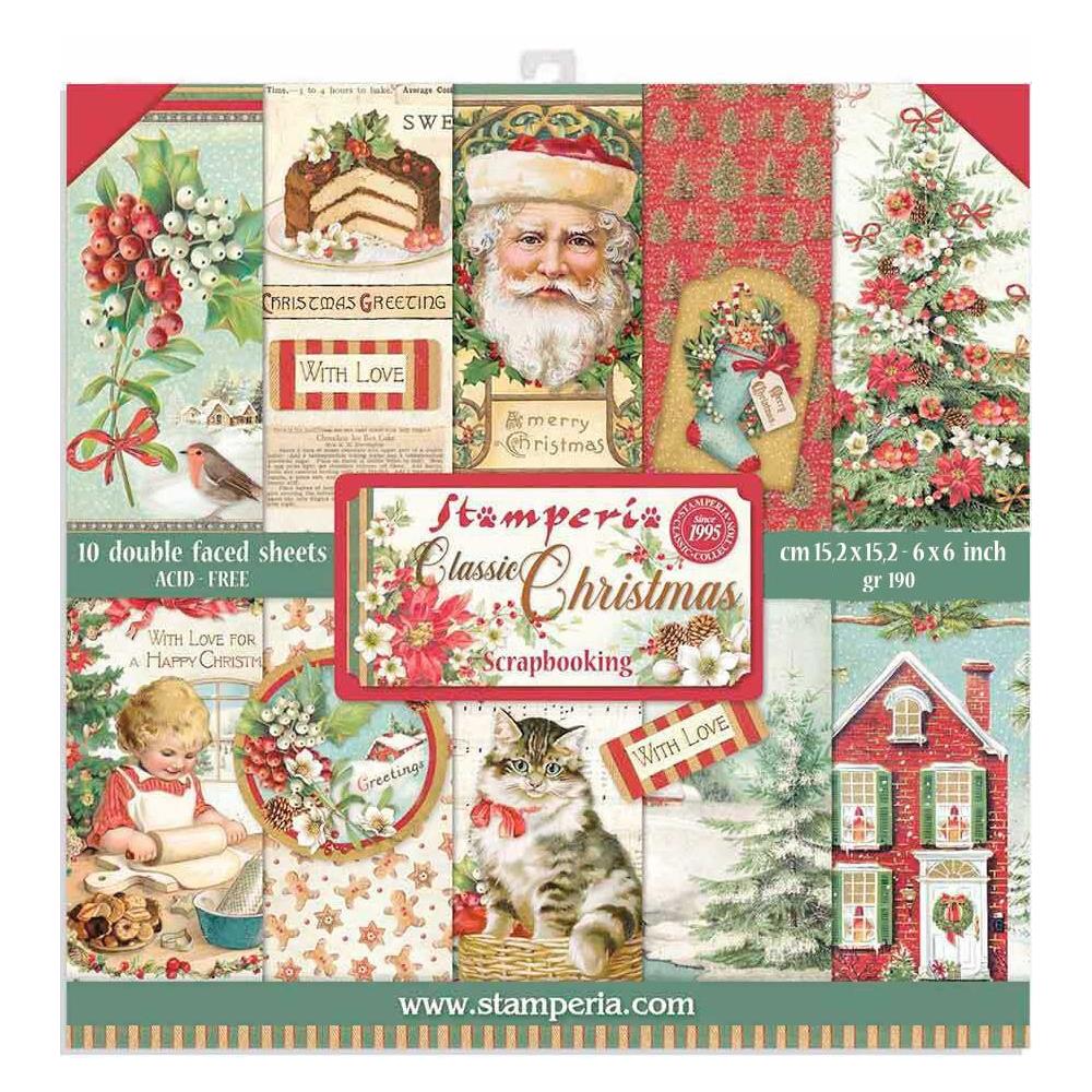 PACK DE PAPELES 15*15  DE NAVIDAD CLASSIC CHRISTMAS STAMPERIA